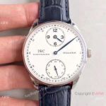 Swiss Grade 1A IWC Regulateur Watch White Dial Blue Leather Strap